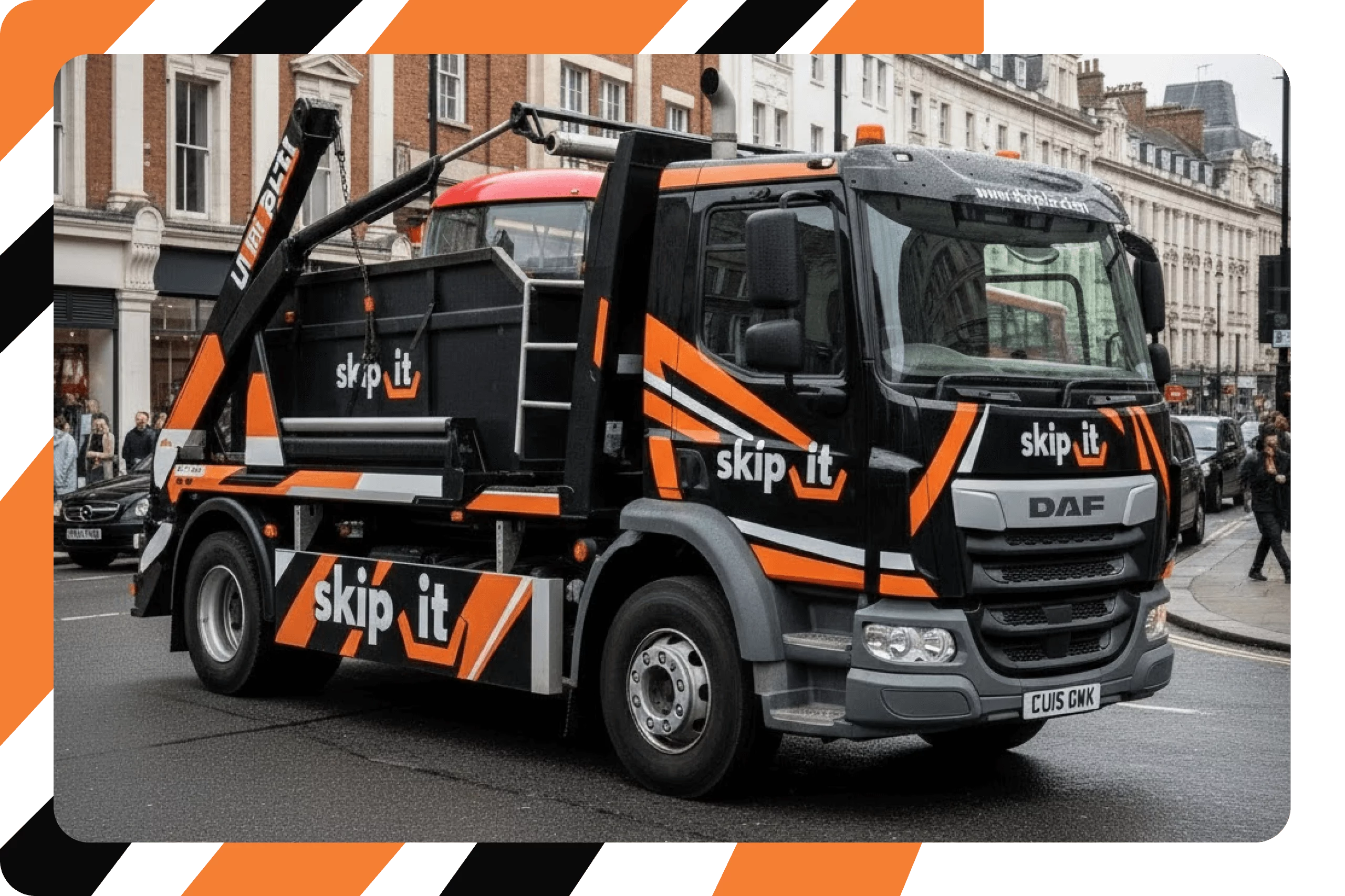 tm-about-us-page Skip hire container on residential driveway